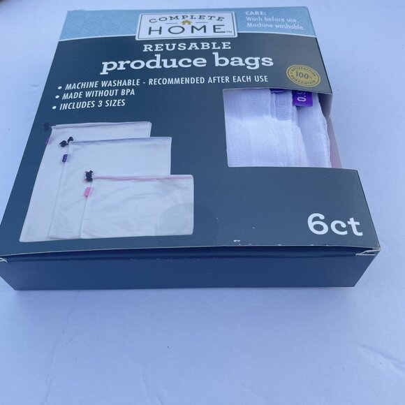 Complete Home Set of 6 reusable mesh produce bags Incluide 3 Size - Picture 2 of 5